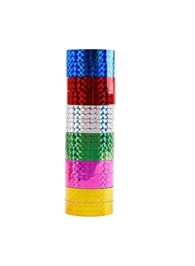 Colorful Ribbon - Set of 12 Pcs Art and Craft Adhesive Tape Rolls Colorful Glitter Tape for Gift Decoration, Multicolor - Image 1